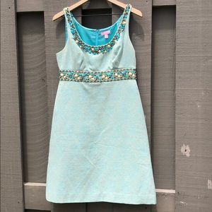 Lilly Pulitzer teal and gold dress
